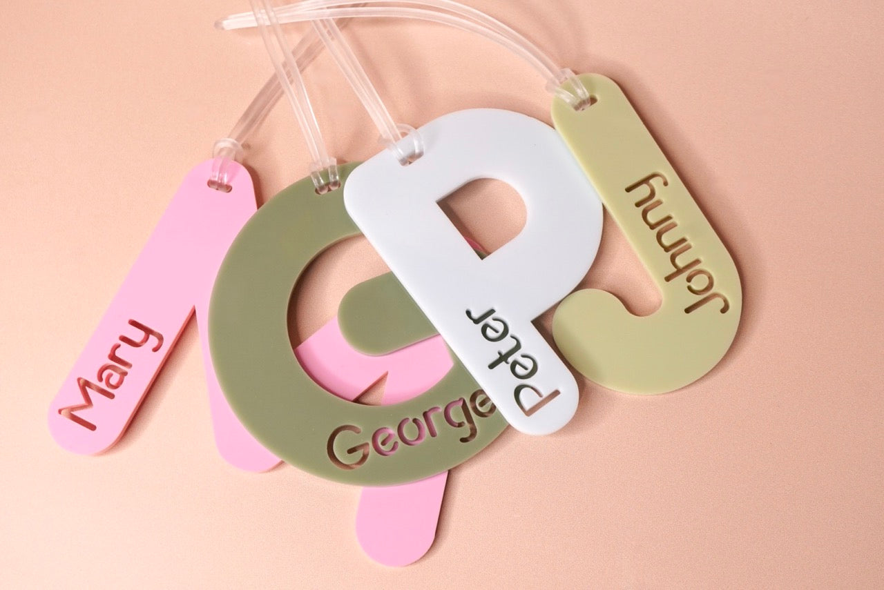 Initial Bag Tag (Colour Customisable Acrylic)