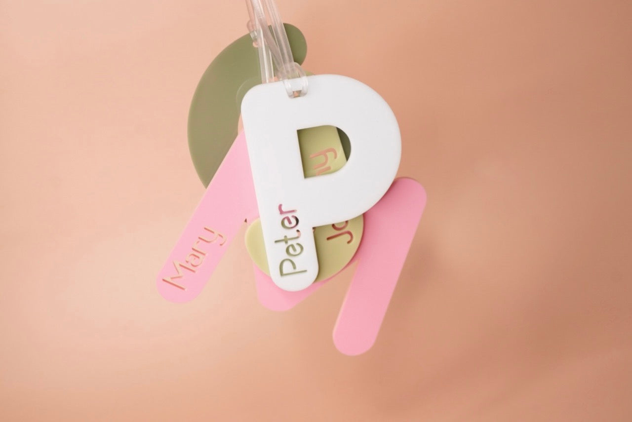 Initial Bag Tag (Colour Customisable Acrylic)
