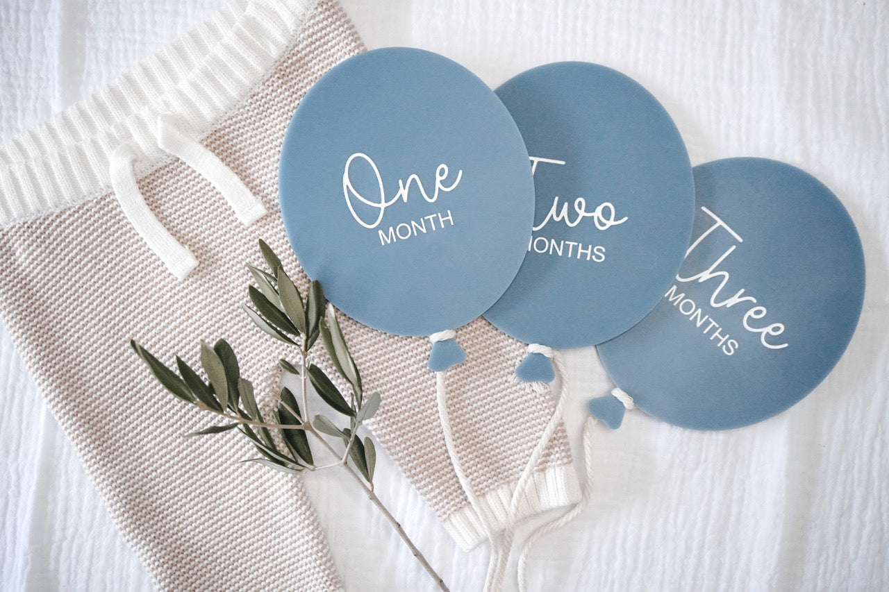 Balloon Milestone Card Set (Colour Customisable Acrylic)