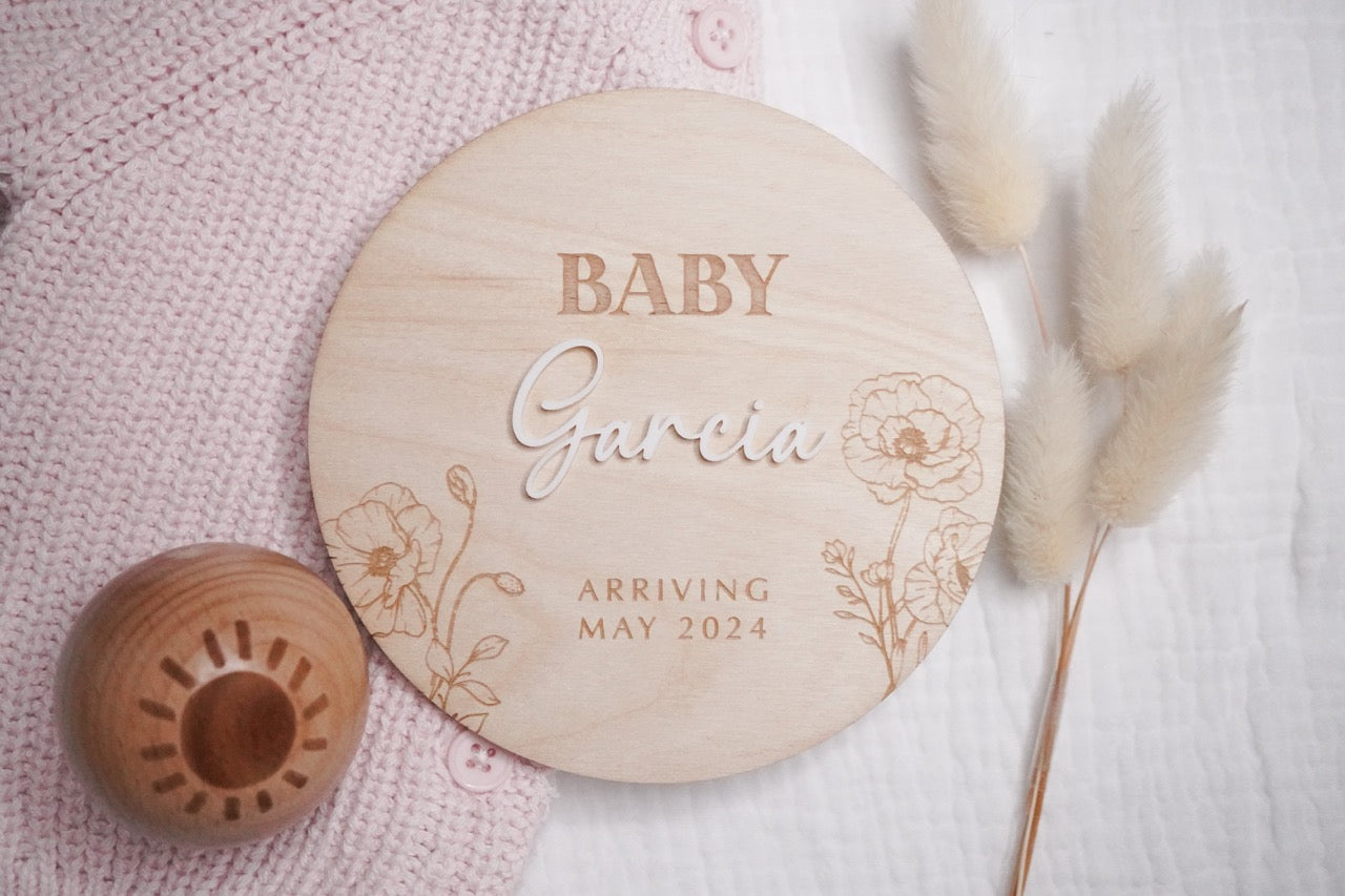 Pregnancy Announcement Plaque - Flora