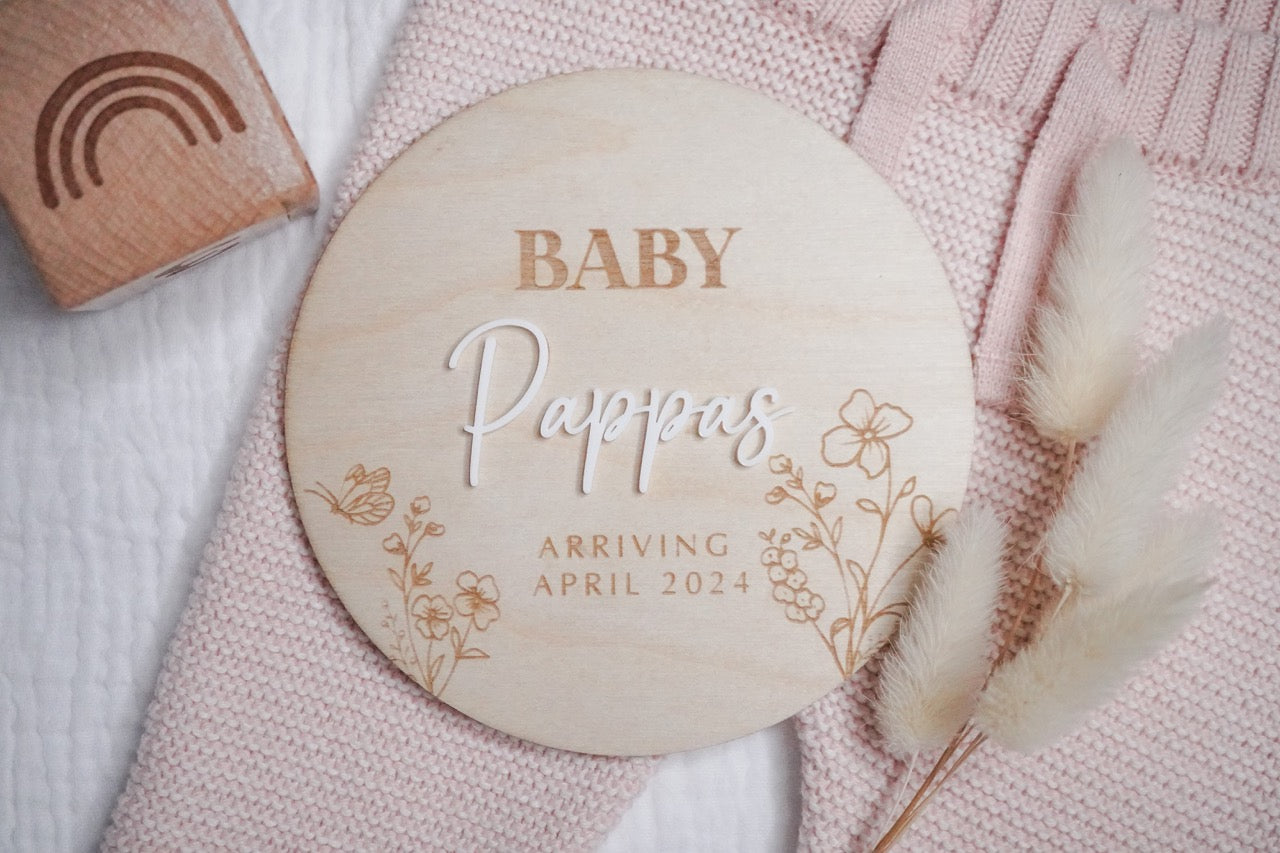 Pregnancy Announcement Plaque - Botanical