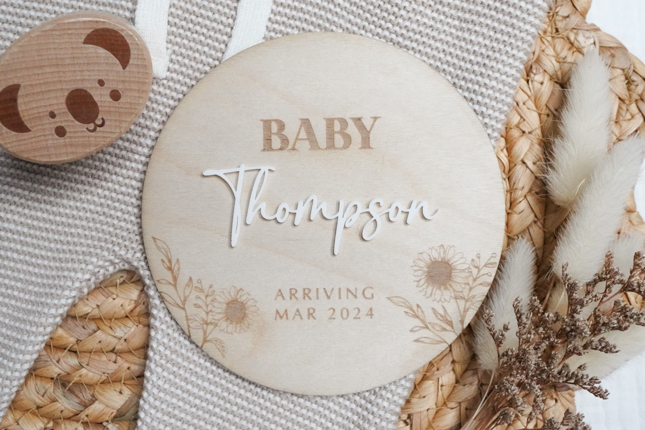 Pregnancy Announcement Plaque - Sunflower