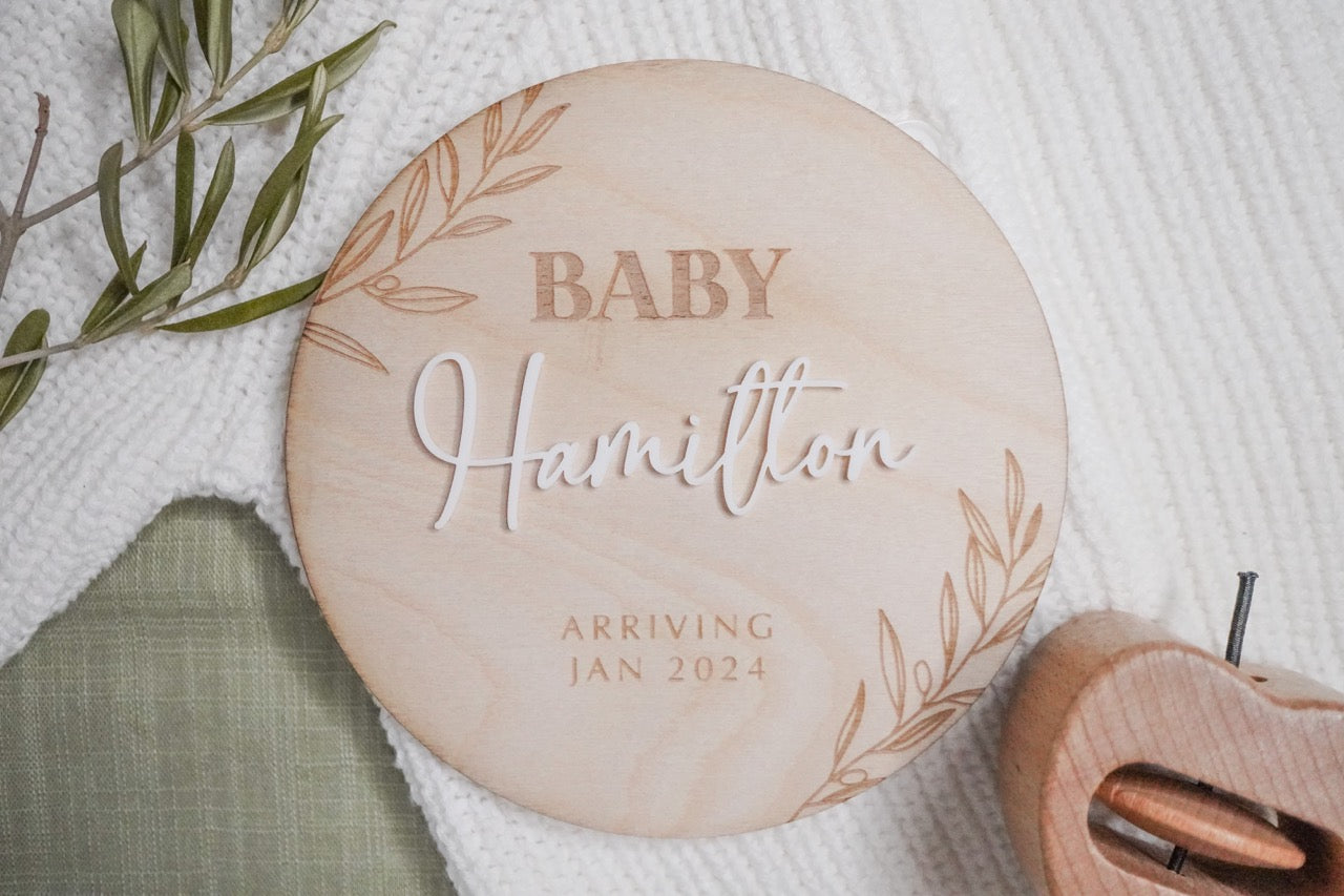 Pregnancy Announcement Plaque - Olive Branch