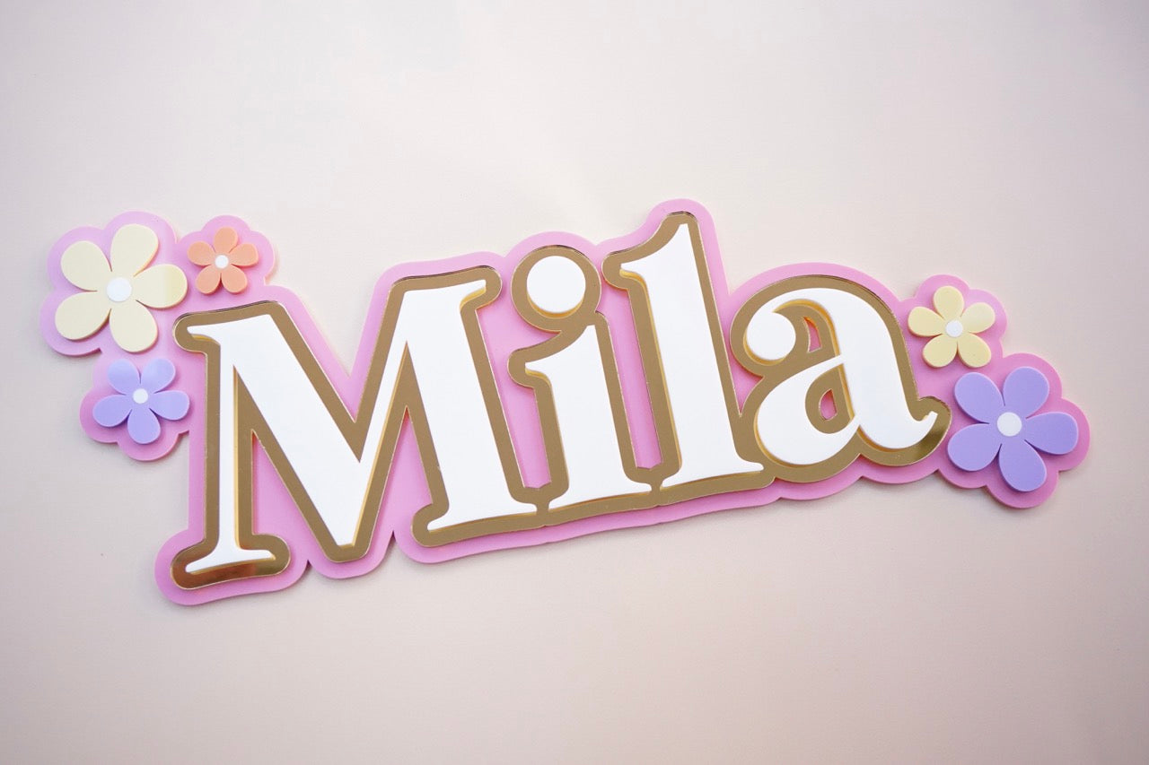 Triple Layered Floral 3D Name Sign