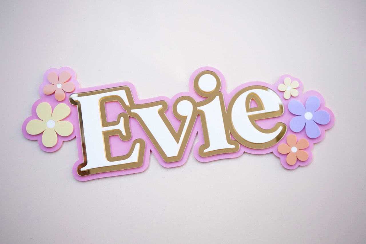 Triple Layered Floral 3D Name Sign