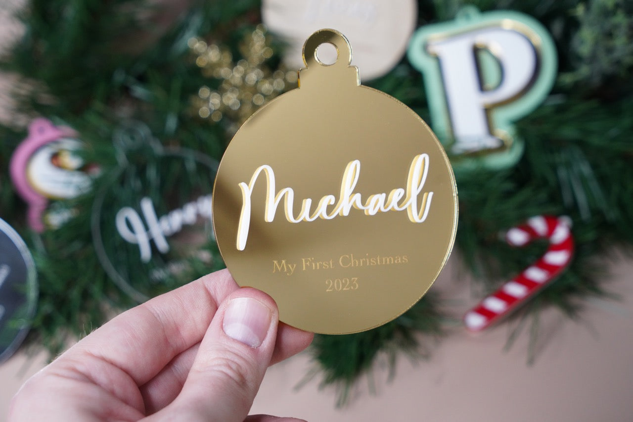 My First Christmas Bauble Ornament - Colour/Name Customisable