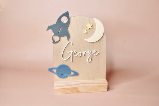Space - Bedside Table / Shelf 3D Name Sign