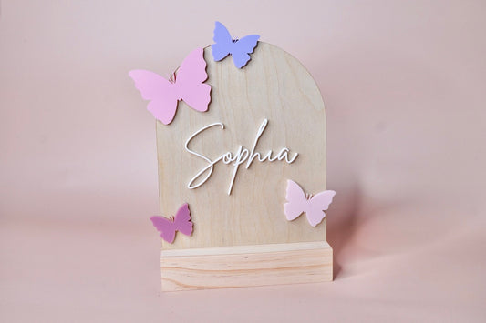 Butterflies - Bedside Table / Shelf 3D Name Sign