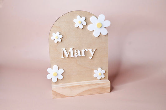 Flowers - Bedside Table / Shelf 3D Name Sign