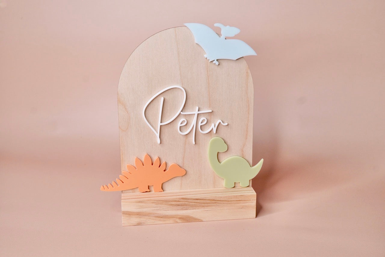 Dinosaurs - Bedside Table / Shelf 3D Name Sign
