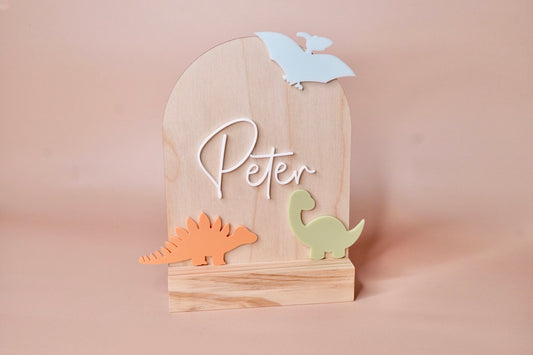 Dinosaurs - Bedside Table / Shelf 3D Name Sign