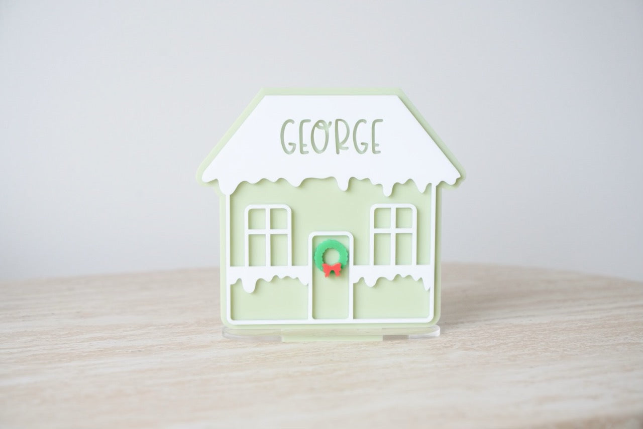 Gingerbread House (on stand) - Colour/Name Customisable