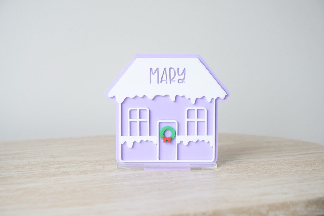 Gingerbread House (on stand) - Colour/Name Customisable