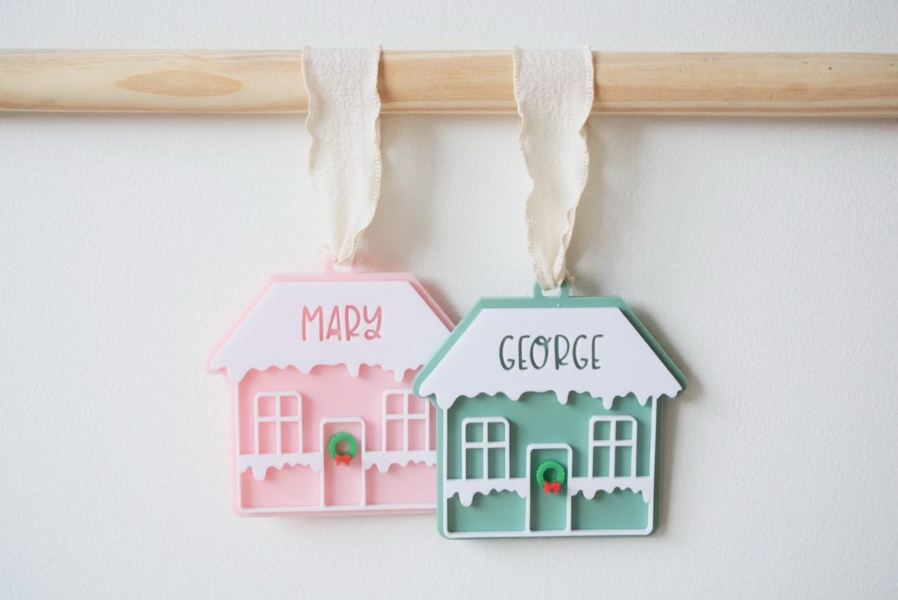 Gingerbread House Ornament - Colour/Name Customisable