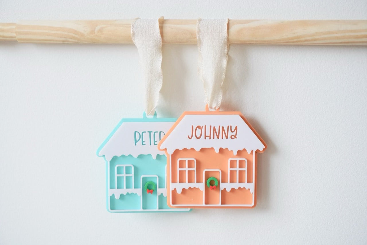 Gingerbread House Ornament - Colour/Name Customisable
