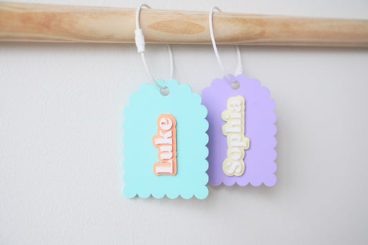 Scalloped Arch Name Bag Tag (Triple Layered, Colour Customisable Acrylic)