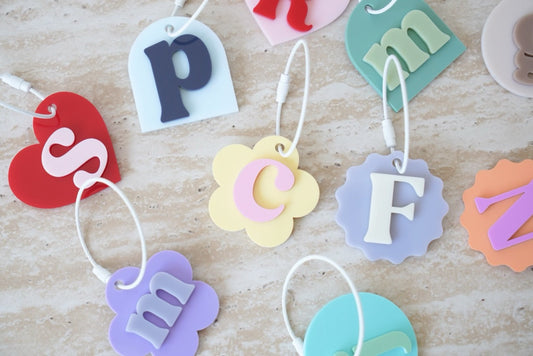 Initial Bag Tag (Double Layered, Colour & Shape Customisable Acrylic)