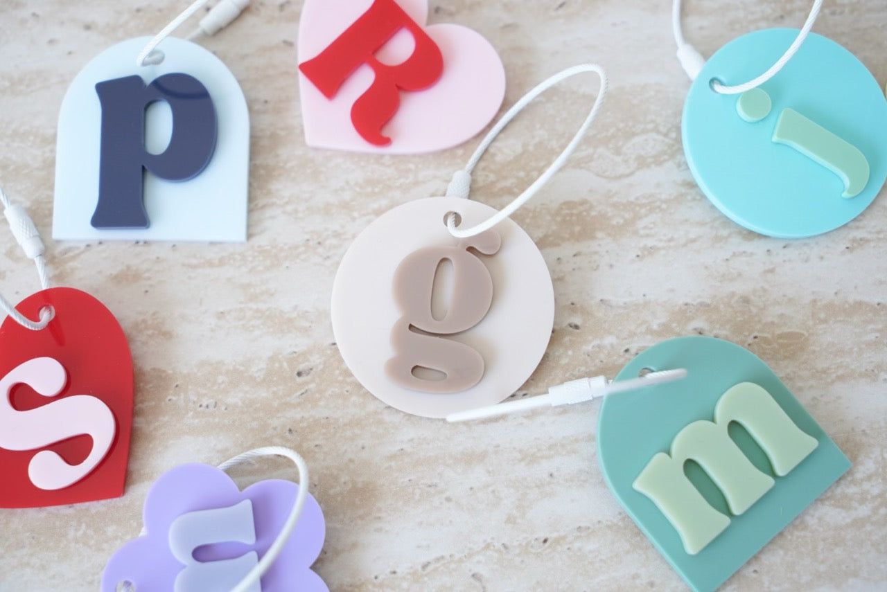 Initial Bag Tag (Double Layered, Colour & Shape Customisable Acrylic)