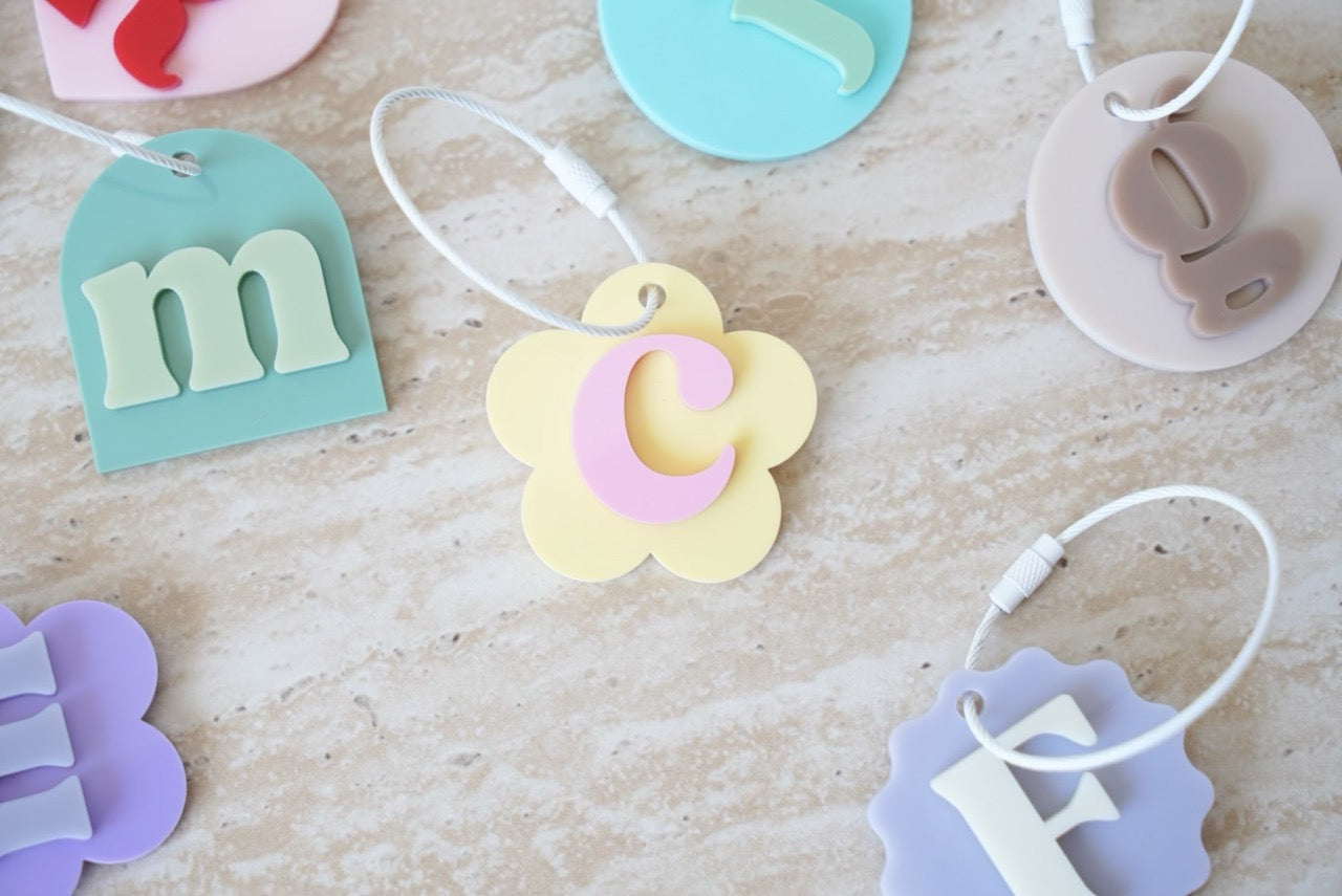 Initial Bag Tag (Double Layered, Colour & Shape Customisable Acrylic)